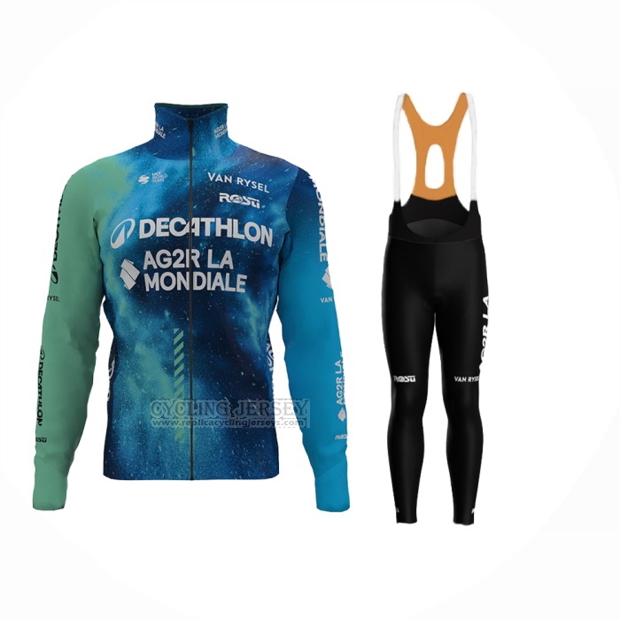 2024 Cycling Jersey Ag2r La Mondiale Deep Blue Long Sleeve And Bib Short